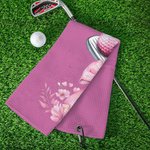 Personalisierte Golf Club Bow Flower Quick Dry Waffel Sport Handtuch mit Namen und hängenden Clip Game Day Geburtstagsgeschenk für Frauen Golfliebhaber