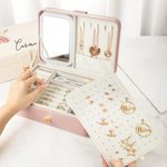 Joyero personalizado con flores de nacimiento vintage incluido nombre y espejo de maquillaje LED regalo de cumpleaños para chicas y mujeres