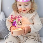 Personalized Cloud Balloon Happy Birthday Cartoon Kid Acrylic LED Night Light with Wooden Base and Name Home Decor Birthday Gift for Boys Girls