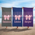 Henkilökohtainen vaaleanpunainen Cheer Bow Nopea kuivaus ylimitoitettu rantapyyhe nimellä Kesäloma Beach Party lahja Cheerleaders tytöille