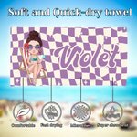 Serviette de plage surdimensionnée à carreaux personnalisée avec nom Travel Essentials Summer Vacation Birthday Gift for Girl Woman