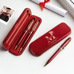 Personalised Engraved Graduation Cap Initial Wooden Ballpoint Pen and Case Set with Name School Name and Year Graduation Gift for Graduates