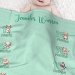 Personalisierte niedliche Tier monatlich Meilenstein Decke mit Namen Foto Prop Geburtstag Baby Dusche Geschenk für Neugeborene