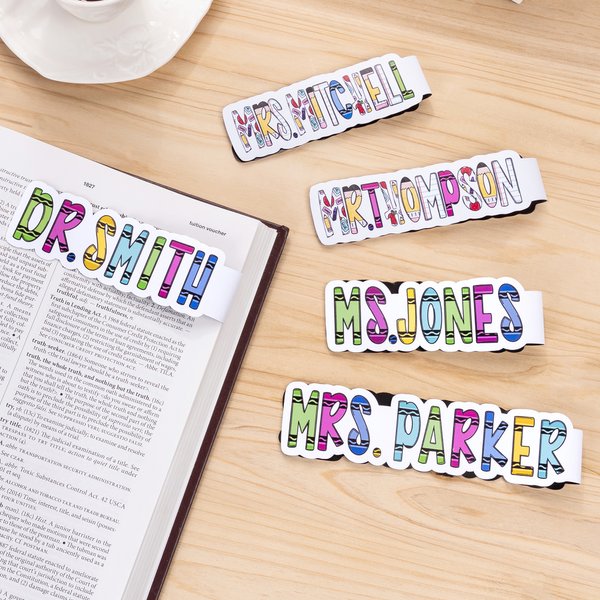 Personalised Waterproof Pencil Teacher Elements Magnetic Bookmark Clip with Text Teacher's Day Back to School Gift for Book Lover Teacher