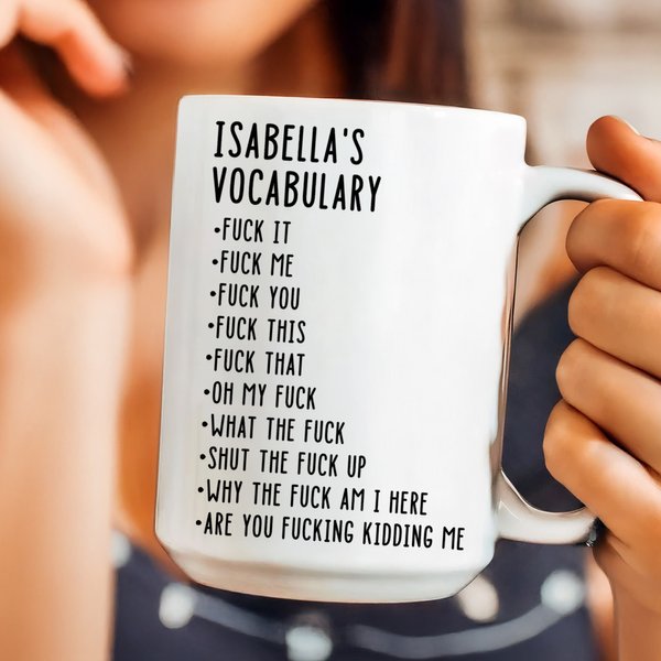 Personalised Funny Vocabulary Design Ceramic Coffee Mug with Name Daily Use Birthday Gift for Colleague Friend