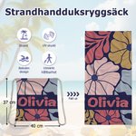 Personlig dansk blommönster 2 i 1 fällbar snabbtorkande strandhandduk allt i ett väska med namn strandfest resa födelsedagspresent