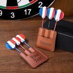 Personalized PU Leather Dart Case with Engraved Text and Holding 3 Darts Tournament Accessories Birthday Gift for Dart Lovers
