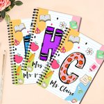 Lápiz personalizado Manzana Crayón Inicial A5 Cuaderno de espiral con 60 páginas rayadas Día de vuelta al cole Regalo de agradecimiento para el profesor
