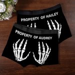 Propiedad personalizada de la mano del esqueleto Hombres Boxer calzoncillos con nombre de la boda Cumpleaños Aniversario Regalo para Novio Esposo