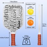 Personalisierte Multicolor Wort Wolke Pickleball Paddel mit Namen Geburtstag Jahrestag Wettbewerb Tag Geschenk für Sport-Fan Pickleball Spieler Liebhaber