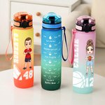 Borraccia sportiva da 1000ml personalizzata con nome e timeline personaggio in stile cartone animato regalo di compleanno per amanti dello sport