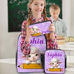 Mochila personalizada de animales de dibujos animados Bolsa de almuerzo Estuche con nombre Regalo de cumpleaños de vuelta al cole para niños y niñas
