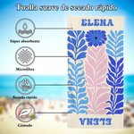 Toalla de playa personalizada de gran tamaño con ilustración de vida marina y nombre secado rápido esencial de viaje regalo de cumpleaños para amigos
