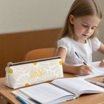 Trousse à Crayons Personnalisée avec Nom Style Floral Danois Fournitures de Bureau Cadeau Rentrée Scolaire pour Enfant Étudiant