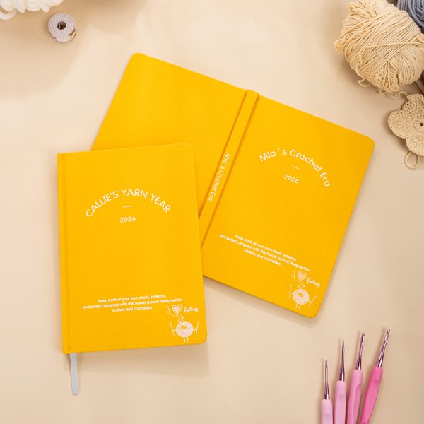 Personalized Yarn Balls 2026 Calendar A5 Journal with Text and Project Planning Page Crocheting Storage Accessories Birthday Gift for Knitting Lovers