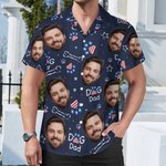 Personalised National Flag Dog Cat Paw Print Hawaiian Style T-shirt with 1-6 Face Photos Independence Day Anniversary Gift for Pets Lovers