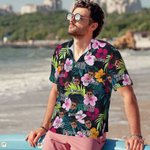 Personalized Graduation Cap Face Photo Hawaiian Shirt with Name and Year Graduation Party Summer Vacation Beach Party Gift for Man