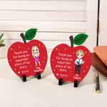 Personalised Cartoon Teacher Apple Wooden Ornament with Year and Name Teachers' Day Appreciation Gift for Teachers