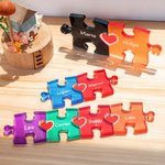 Personalized Red Heart 2-5 Acrylic Puzzles Name Sign Home Decor Anniversary Birthday Gift for Couple Family