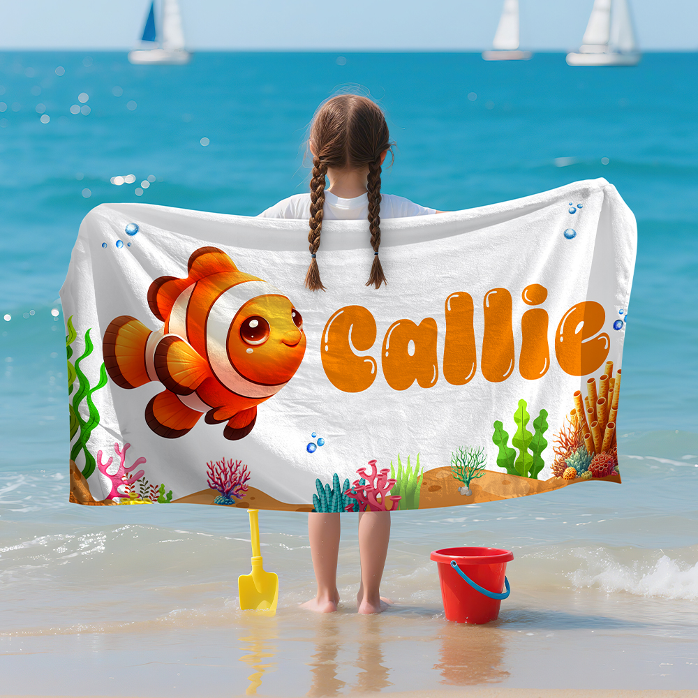 Serviette de plage surdimensionnée avec nom Cadeau de vacances pour garçons filles