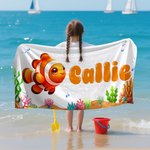 Toalla de playa personalizada con el nombre de un simpático animal marino Superabsorbente Vacaciones de verano Fiesta en la piscina Regalo para niños Niñas
