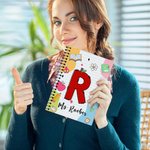 Lápiz personalizado Manzana Crayón Inicial A5 Cuaderno de espiral con 60 páginas rayadas Día de vuelta al cole Regalo de agradecimiento para el profesor