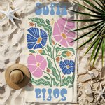 Asciugamano da spiaggia personalizzato con nome multicolore design floreale ad asciugatura rapida essenziale per vacanze al mare regalo per donne