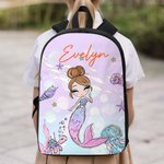 Personalised Cartoon Mermaid Backpack Luch Bag Pencil Case Set with Name Back to School Birthday Gift for Girls