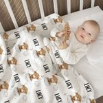 Personalized Cute Cloud Moon Highland Cow Baby Swaddle Knotted Hat Set Blanket with Name Coming Home Outfit Birthday Baby Shower Gift for Newborns