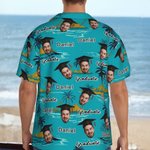 Personalized Graduation Cap Face Photo Hawaiian Shirt with Name and Year Graduation Party Summer Vacation Beach Party Gift for Man