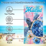 Personalisiertes Blume Schildkröte Meer Strandtuch mit Namen Schnelltrocknend Übergroß Strand Party Sommer Urlaub Geschenk für Freund Familie