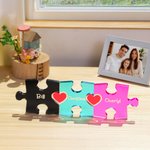 Personalized Red Heart 2-5 Acrylic Puzzles Name Sign Home Decor Anniversary Birthday Gift for Couple Family