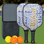 Personalisierte Multicolor Wort Wolke Pickleball Paddel mit Namen Geburtstag Jahrestag Wettbewerb Tag Geschenk für Sport-Fan Pickleball Spieler Liebhaber