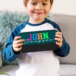Estuche para lápices personalizado de neón de doble capa con nombre Material escolar Vuelta al cole Regalo de cumpleaños para profesores Niños