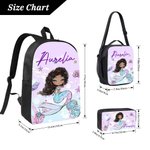 Personalised Cartoon Mermaid Backpack Luch Bag Pencil Case Set with Name Back to School Birthday Gift for Girls
