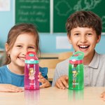 Personalised Cute Cartoon Boy Girl Name 16 oz Water Bottle with Silicone Straw and Handle Birthday Back to School Gift for Kids