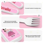 Fourchette Cuillère Couteau 3 pièces avec nom et étui Cadeau d'anniversaire de rentrée scolaire pour garçons filles