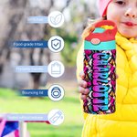 Personalized Graffiti Name 12 oz Insulated Water Bottle with Straw and Handle Birthday Back to School Gift for Kids Teenagers Students