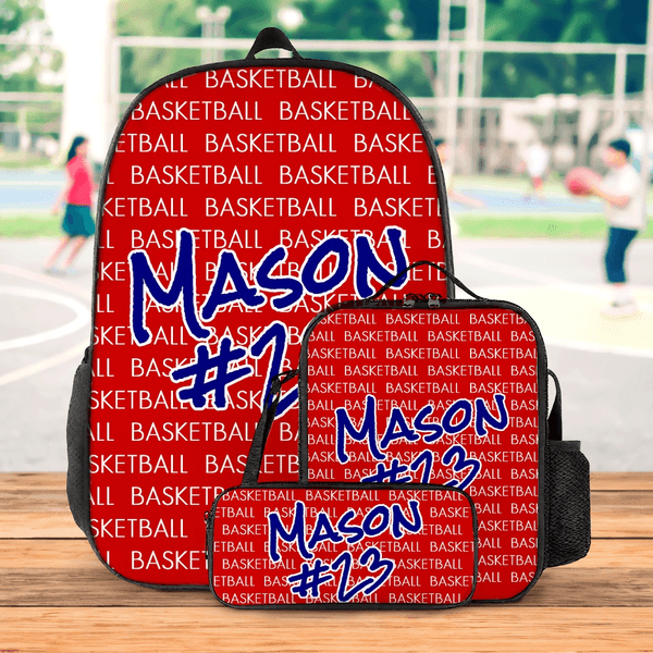Personalized Supported Ball Team Name Number Backpack Lunch Bag Pencil Case Set Back to School Birthday Game Day Gift for Students
