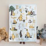 Personalized Classic Winnie the Pooh and Friends Soft Throw Blanket with Initial Name Nusery Decor Birthday Baby Shower Gift for Kids Newborns