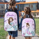 Personalised Cartoon Mermaid Backpack Luch Bag Pencil Case Set with Name Back to School Birthday Gift for Girls