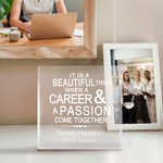 Plaque de bureau en acrylique carrée personnalisée avec nom et titre Cadeau d'anniversaire de travail pour employé de bureau