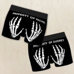 Propiedad personalizada de la mano del esqueleto Hombres Boxer calzoncillos con nombre de la boda Cumpleaños Aniversario Regalo para Novio Esposo