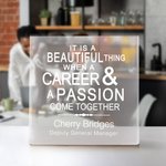 Plaque de bureau en acrylique carrée personnalisée avec nom et titre Cadeau d'anniversaire de travail pour employé de bureau