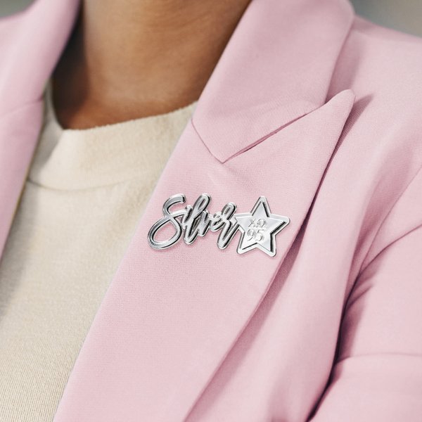 Personalised Star Crown Sorority Greek Letter Badge with Chapter and Year 25 Silver 50 Gold Anniversary Gift for Sorors | Callie × Affinity Licensing