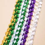 Personalized Bling Rhinestone Pearl Bowknot Letter Two-Colored Ribbon Braided Lei with Name Party Decor Graduation Gift for Graduates