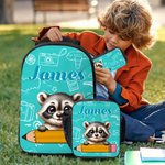Mochila personalizada de animales de dibujos animados Bolsa de almuerzo Estuche con nombre Regalo de cumpleaños de vuelta al cole para niños y niñas