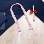 Personalized Bling Rhinestone Pearl Bowknot Letter Two-Colored Ribbon Braided Lei with Name Party Decor Graduation Gift for Graduates