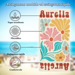 Asciugamano da spiaggia personalizzato con nome multicolore design floreale ad asciugatura rapida essenziale per vacanze al mare regalo per donne