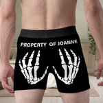 Propiedad personalizada de la mano del esqueleto Hombres Boxer calzoncillos con nombre de la boda Cumpleaños Aniversario Regalo para Novio Esposo